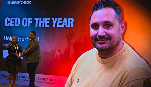 Heine Herholdt named CEO of the year at Energy Box 2024 - In a landmark achievement for Herholdt's Group, we are ecstatic to announce that our CEO, Heine Herholdt, has been awarded the prestigious title of CEO of the Year at the Energy Box - Solar Energy Storage Future South Africa 2024 event.